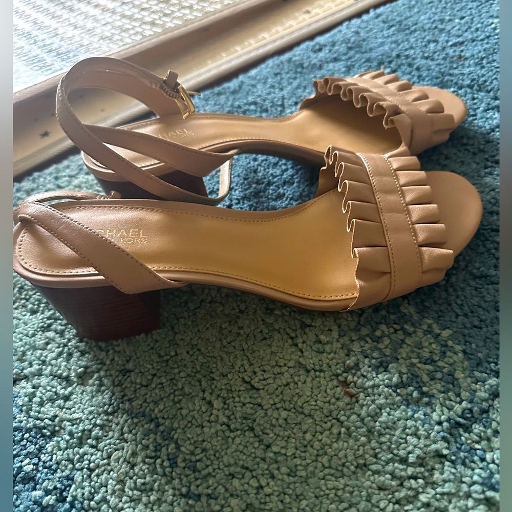 Michael Kors Block Heels Size 8 Beige